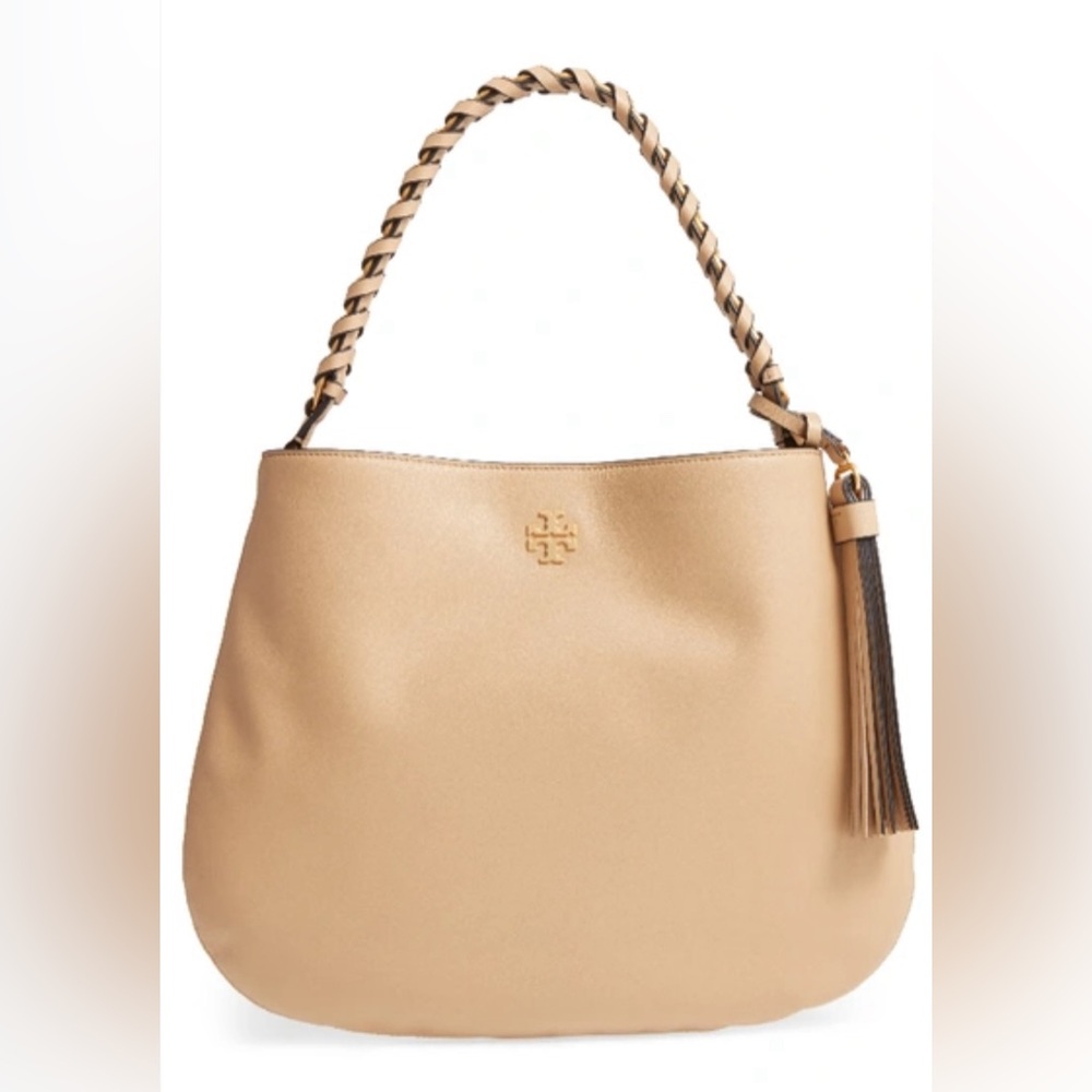 NWT Luxury Authentic Minimalist RARE Tory Burch Brooke Pebbled Leather Hobo Bag